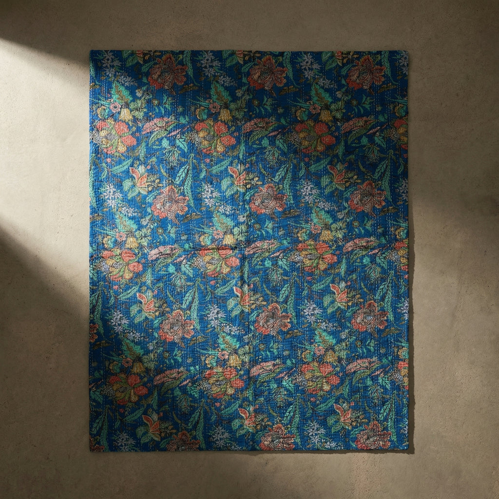 Emerald Wilderness Reversible Kantha Throw