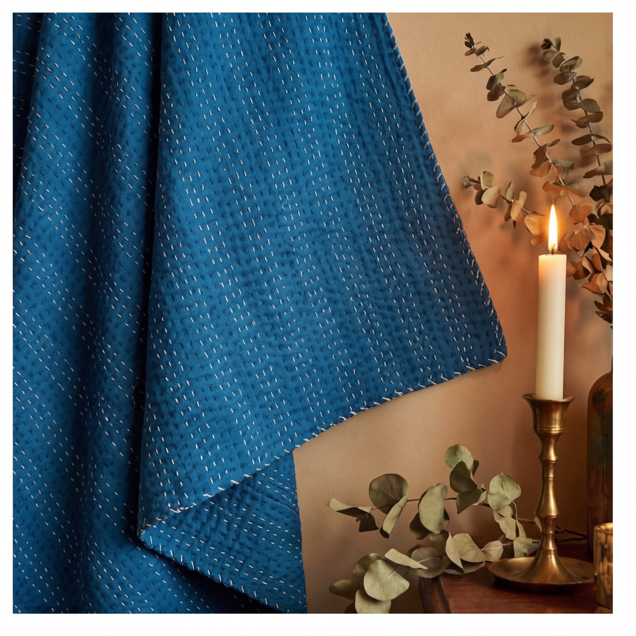 Emerald Wilderness Reversible Kantha Throw