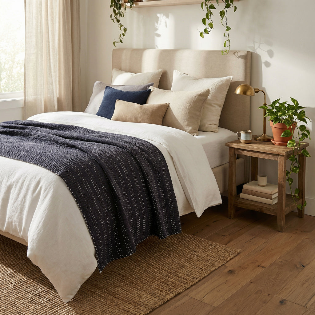 Midnight Jungle Reversible Kantha Throw