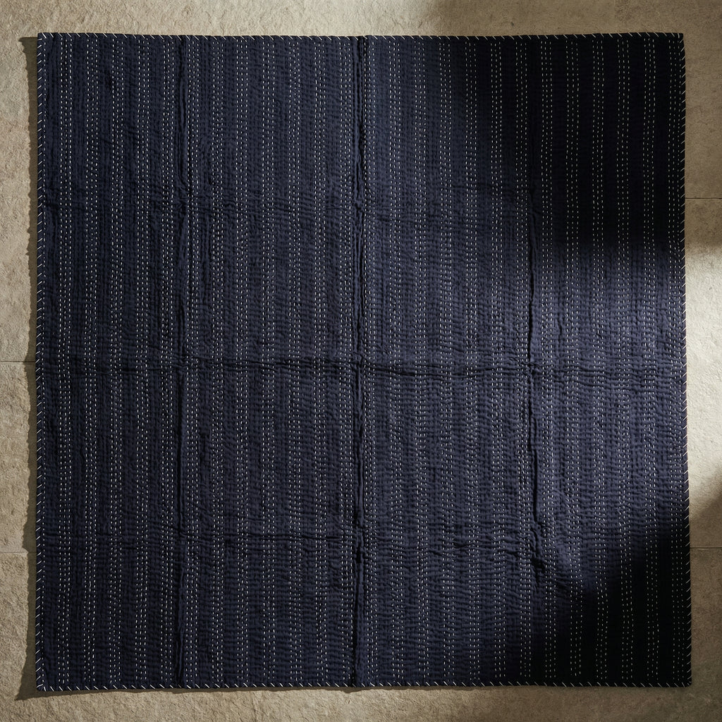 Midnight Jungle Reversible Kantha Throw