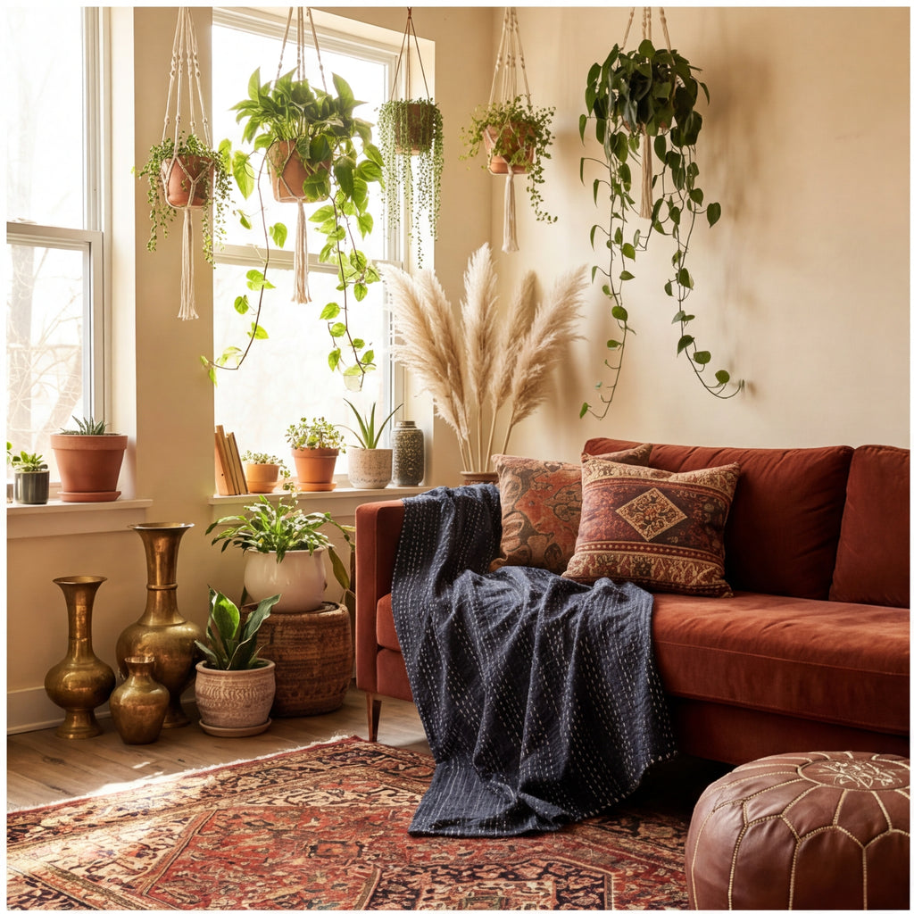 Midnight Jungle Reversible Kantha Throw