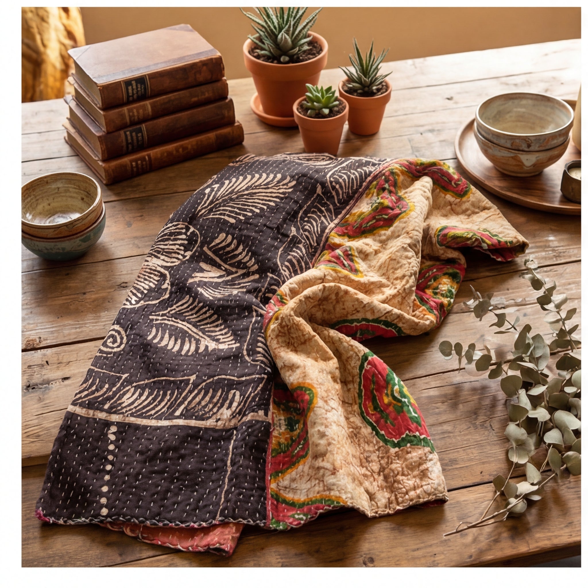 Artisan's Dream  Reversible Kantha Throw