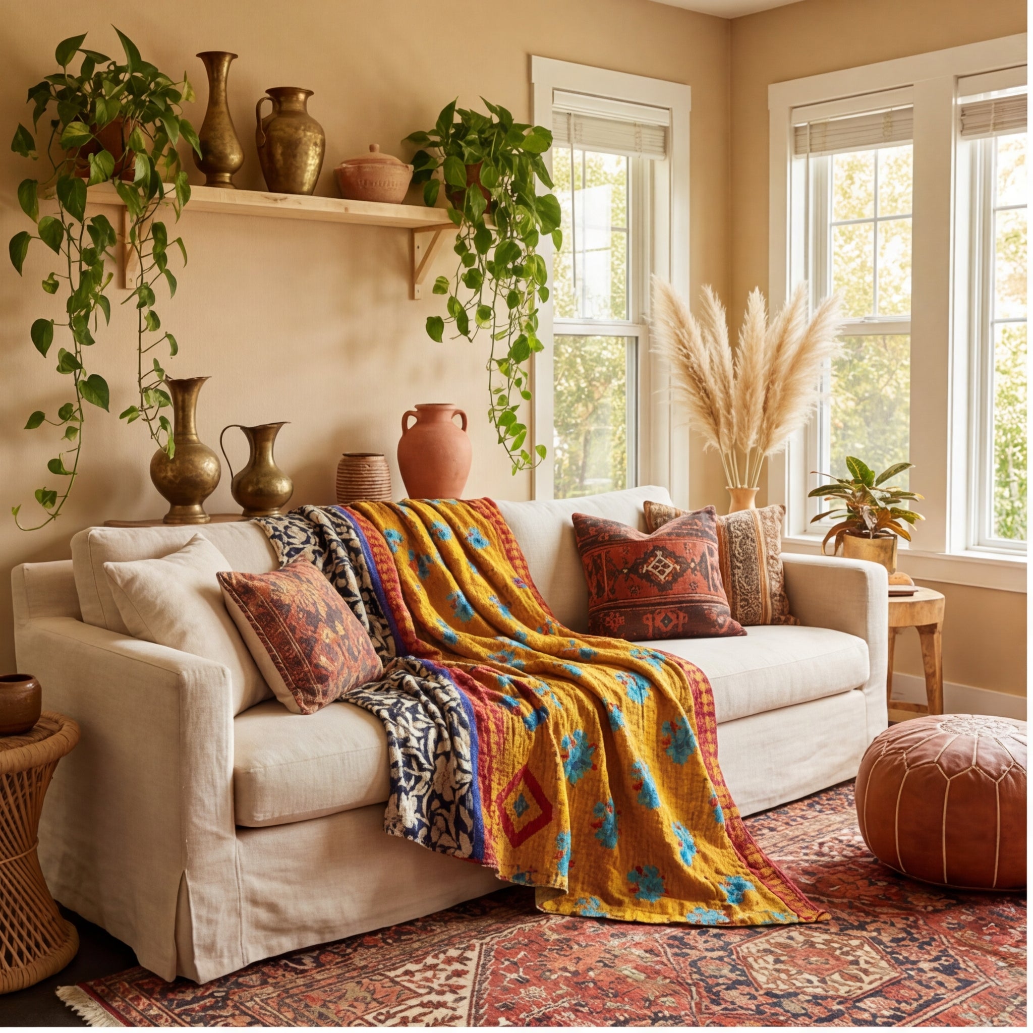 Wanderlust Kantha Reversible Kantha Throw