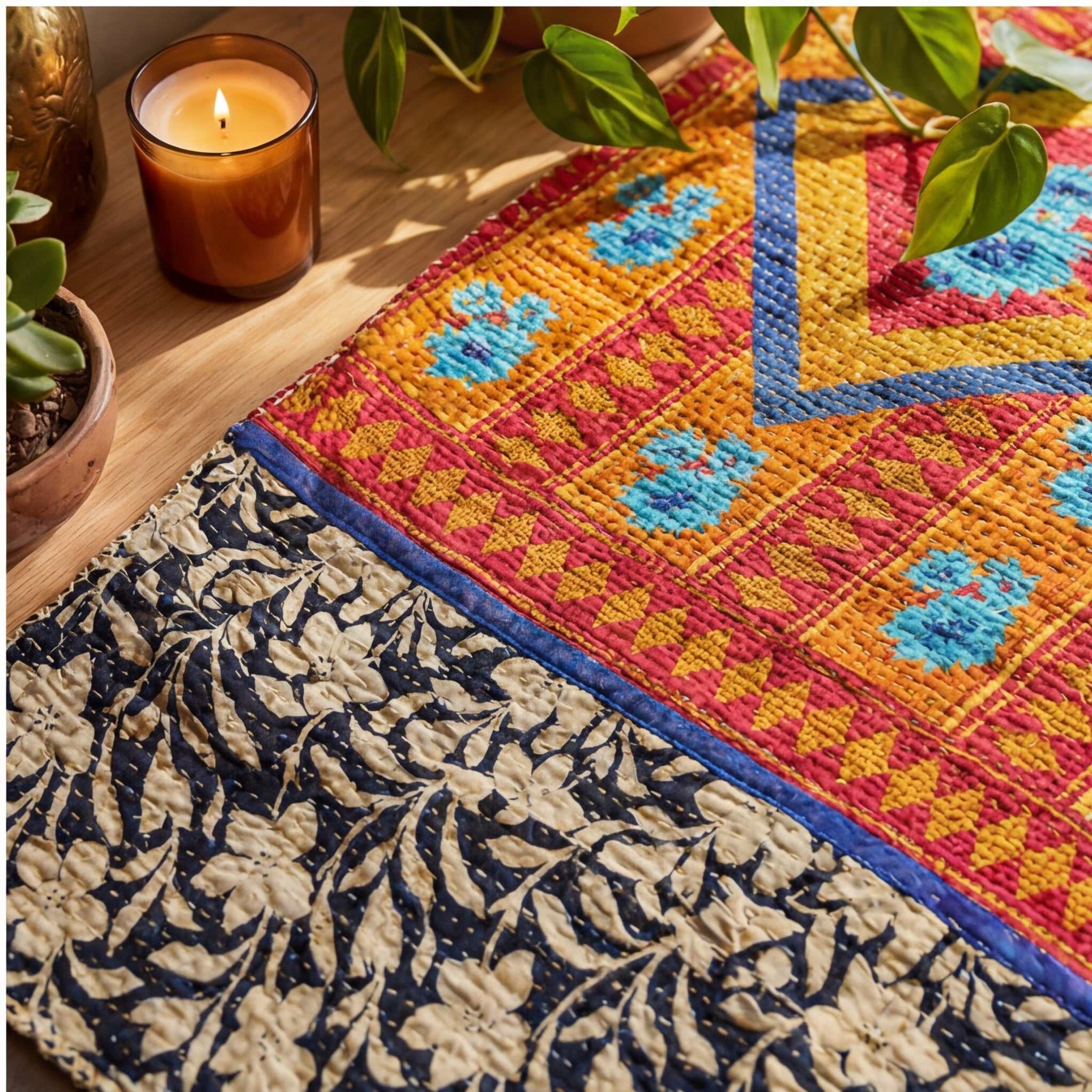 Wanderlust Kantha Reversible Kantha Throw