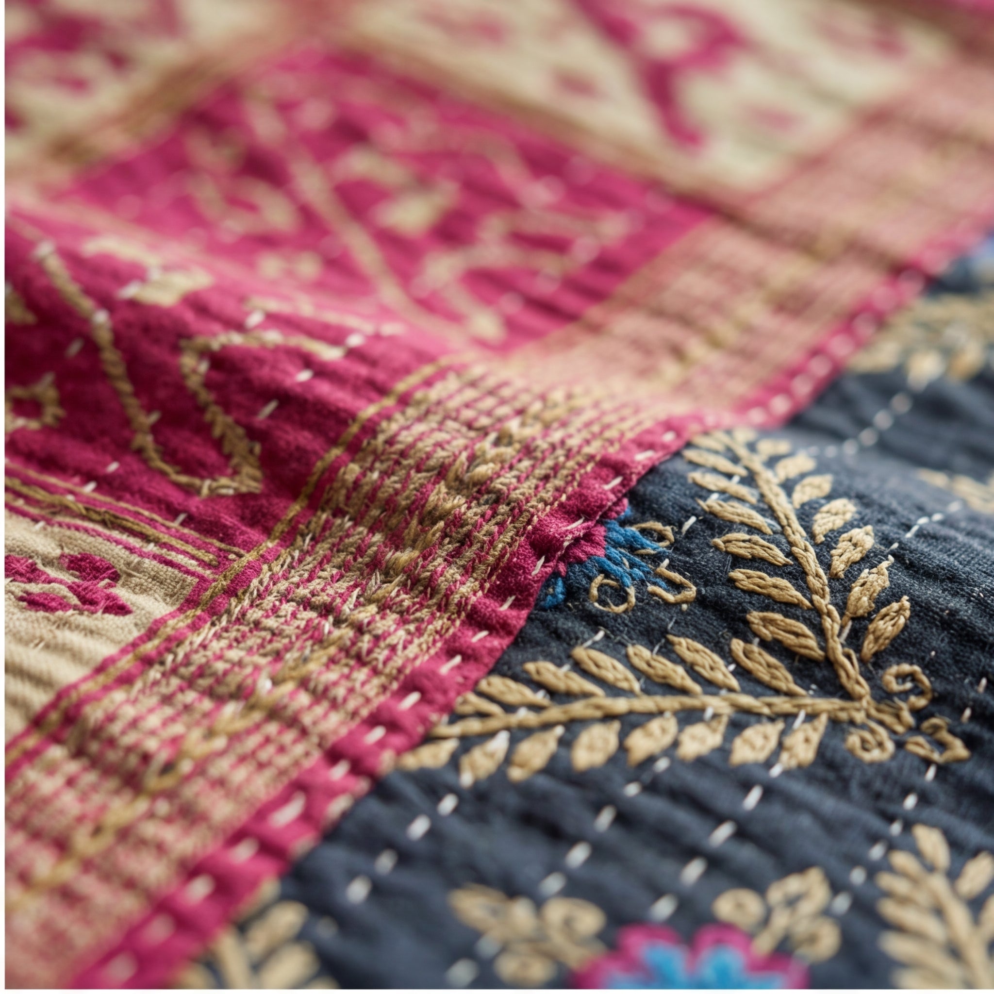 Tranquil Garden Reversible Kantha Throw