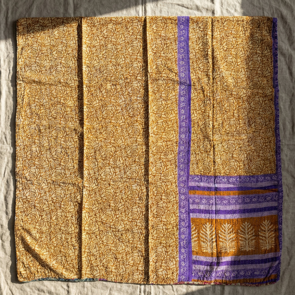 Tranquil Garden Reversible Kantha Throw