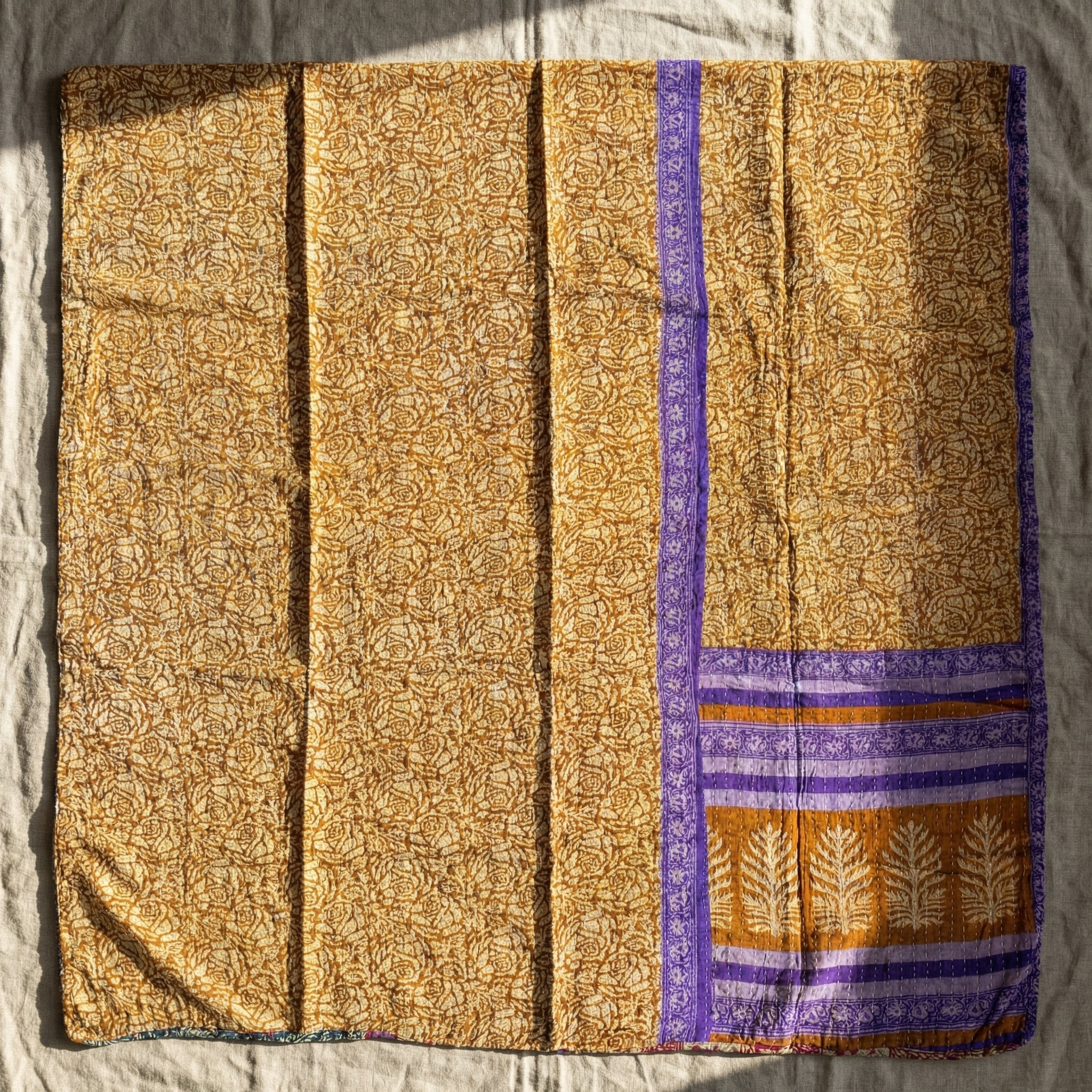 Tranquil Garden Reversible Kantha Throw