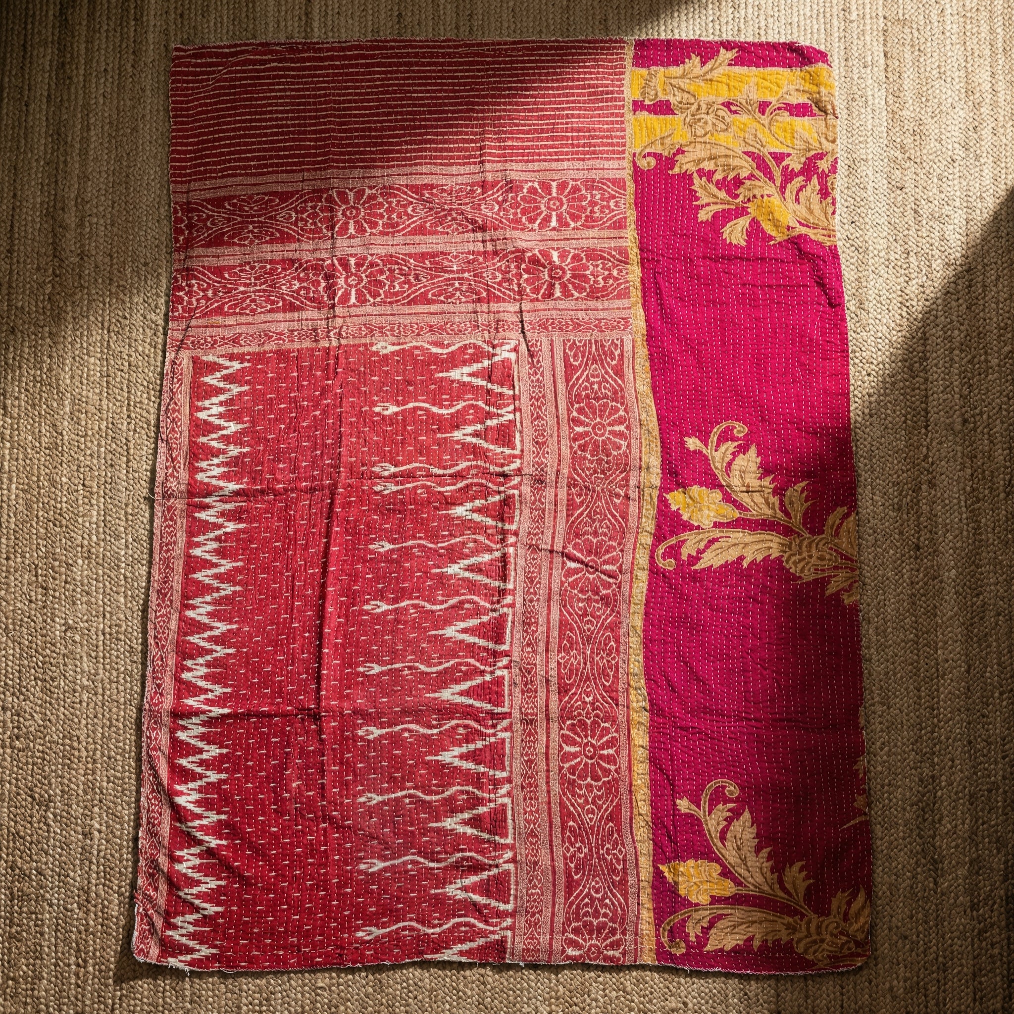Serene Meadow Reversible Kantha Throw