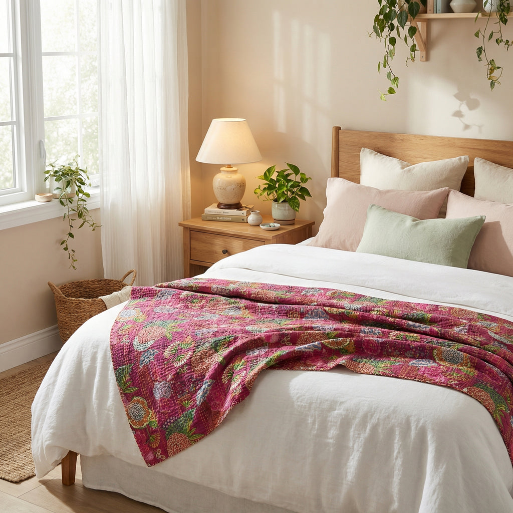 Sapphire Safari Reversible Kantha Throw