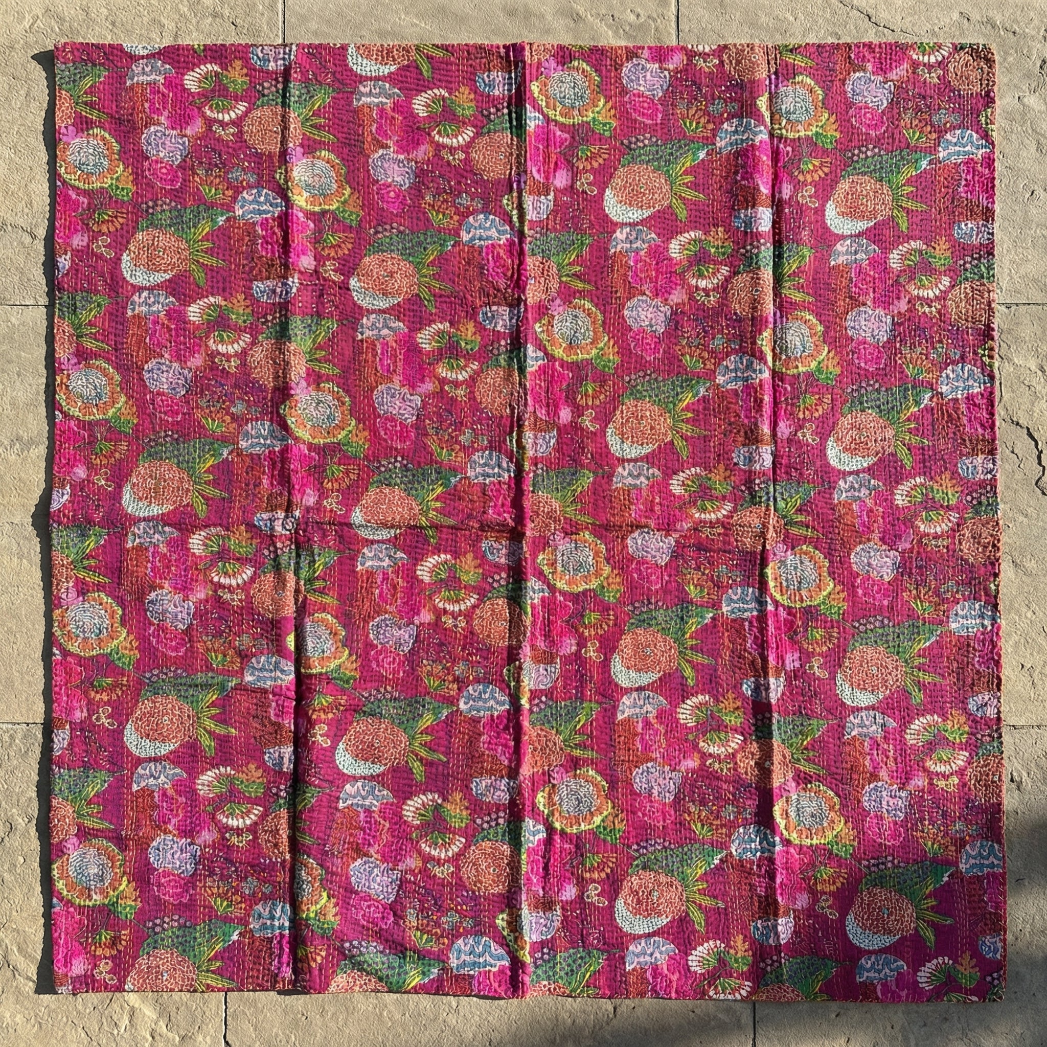 Sapphire Safari Reversible Kantha Throw