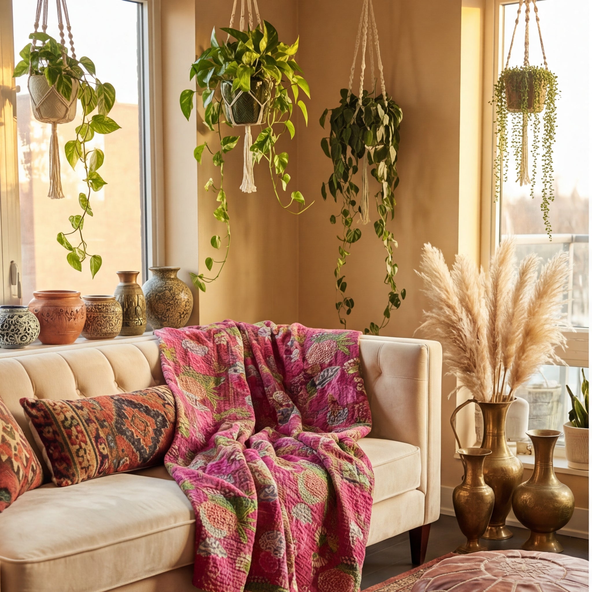 Sapphire Safari Reversible Kantha Throw