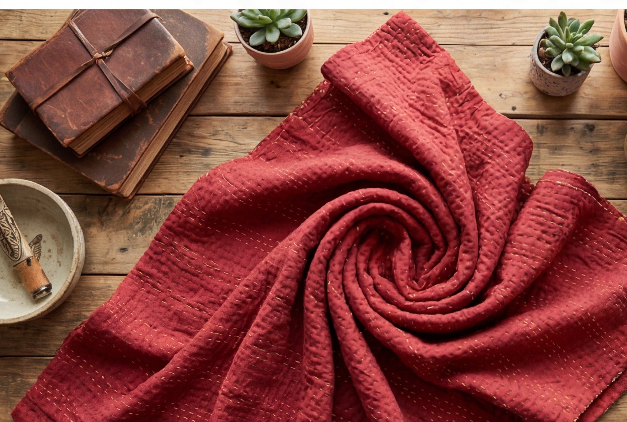 Sapphire Safari Reversible Kantha Throw