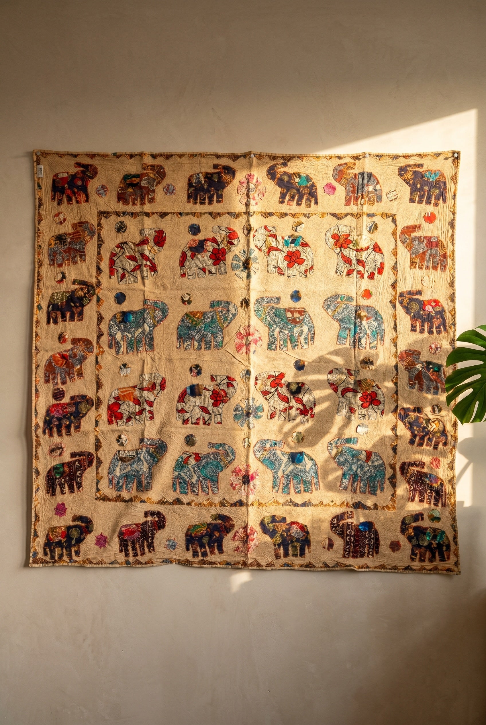 Midnight Cobalt Appliqué Pure Cotton Wall Hanging