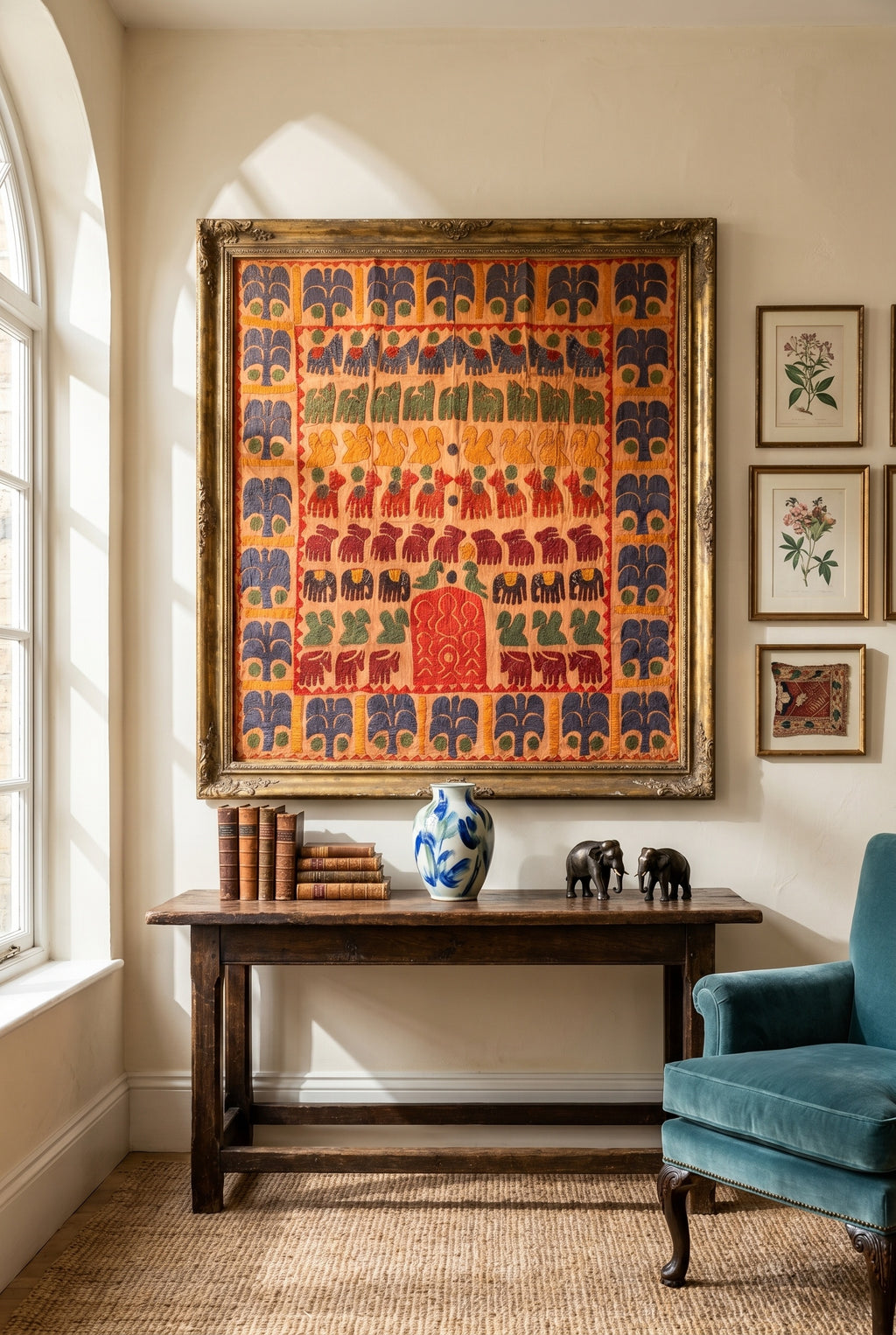O Blue Appliqué Pure Cotton Wall Hanging