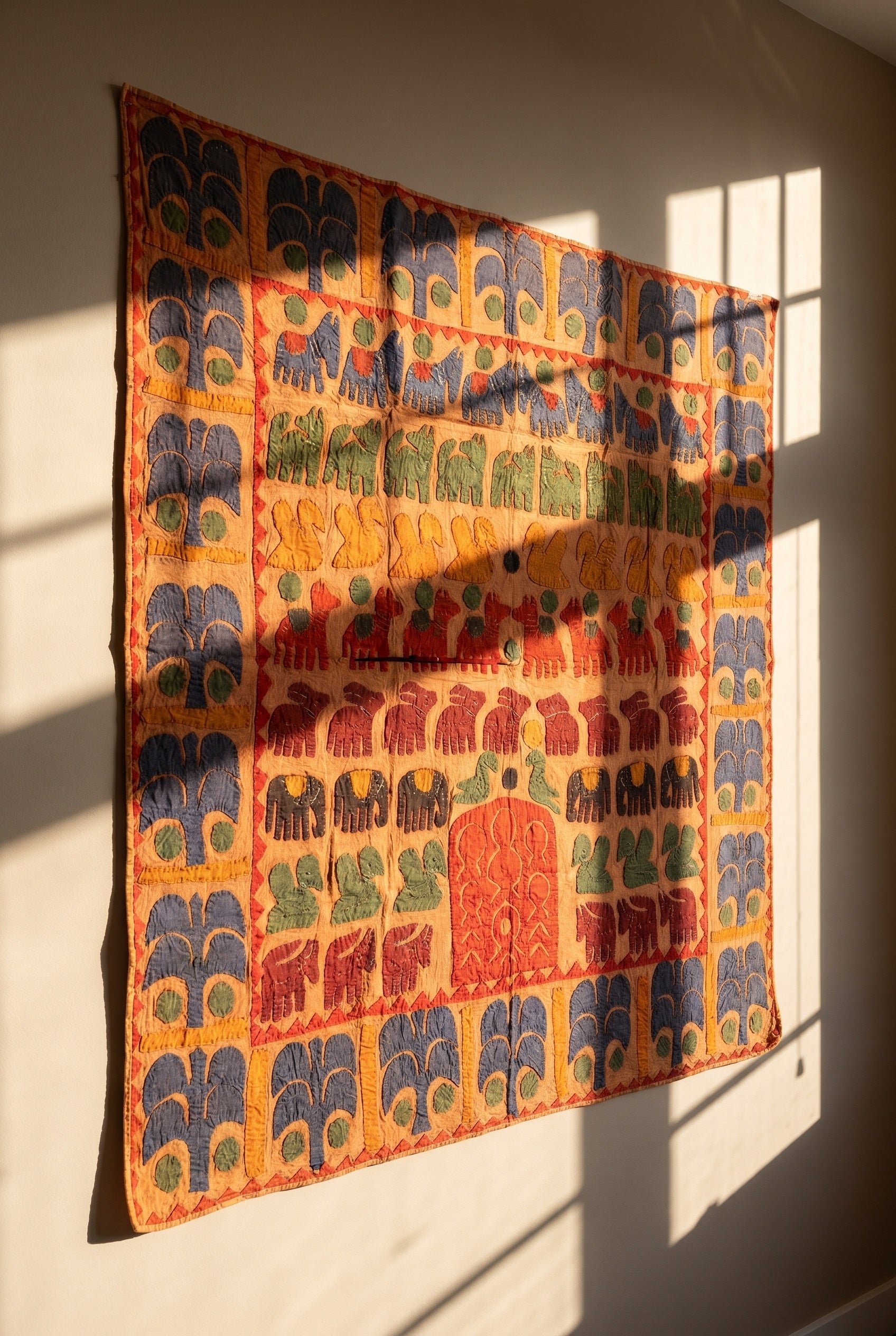 O Blue Appliqué Pure Cotton Wall Hanging