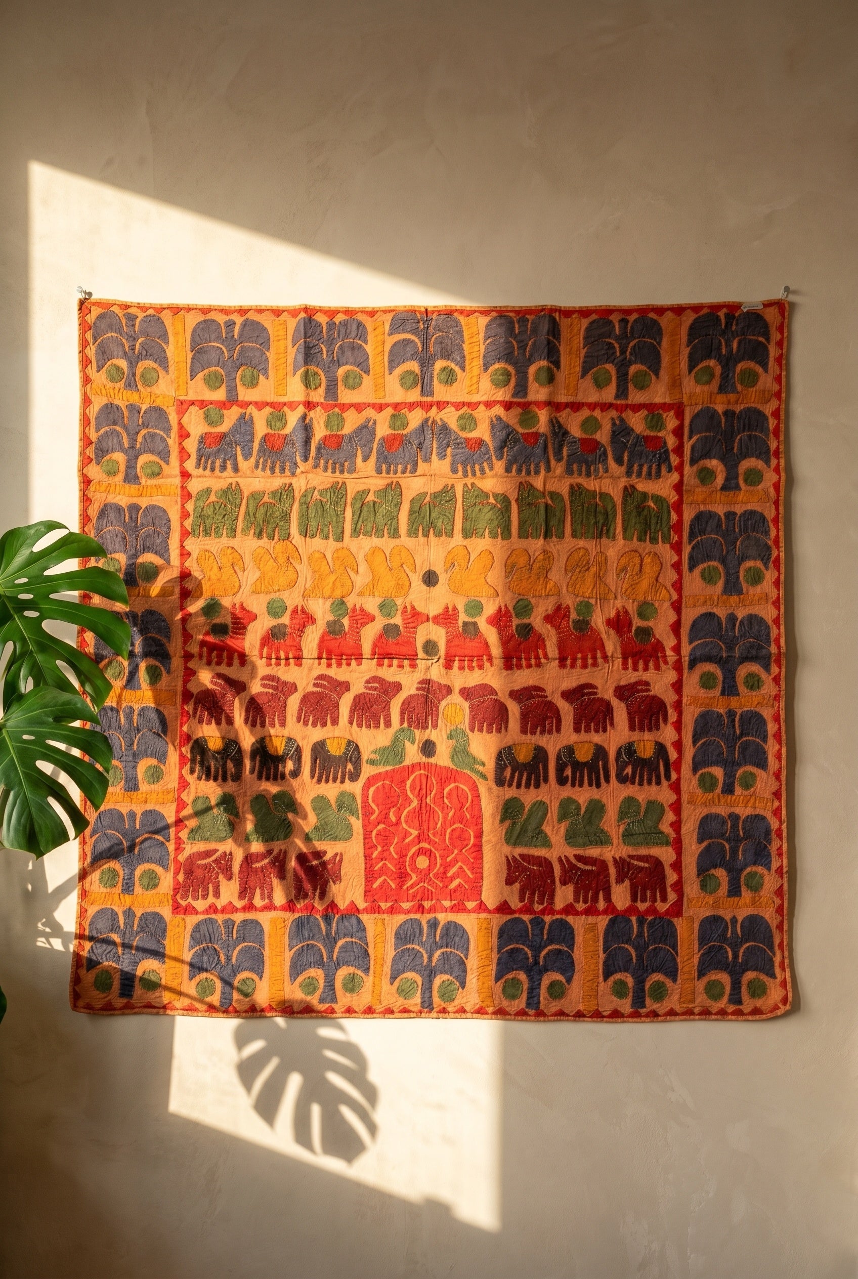 O Blue Appliqué Pure Cotton Wall Hanging