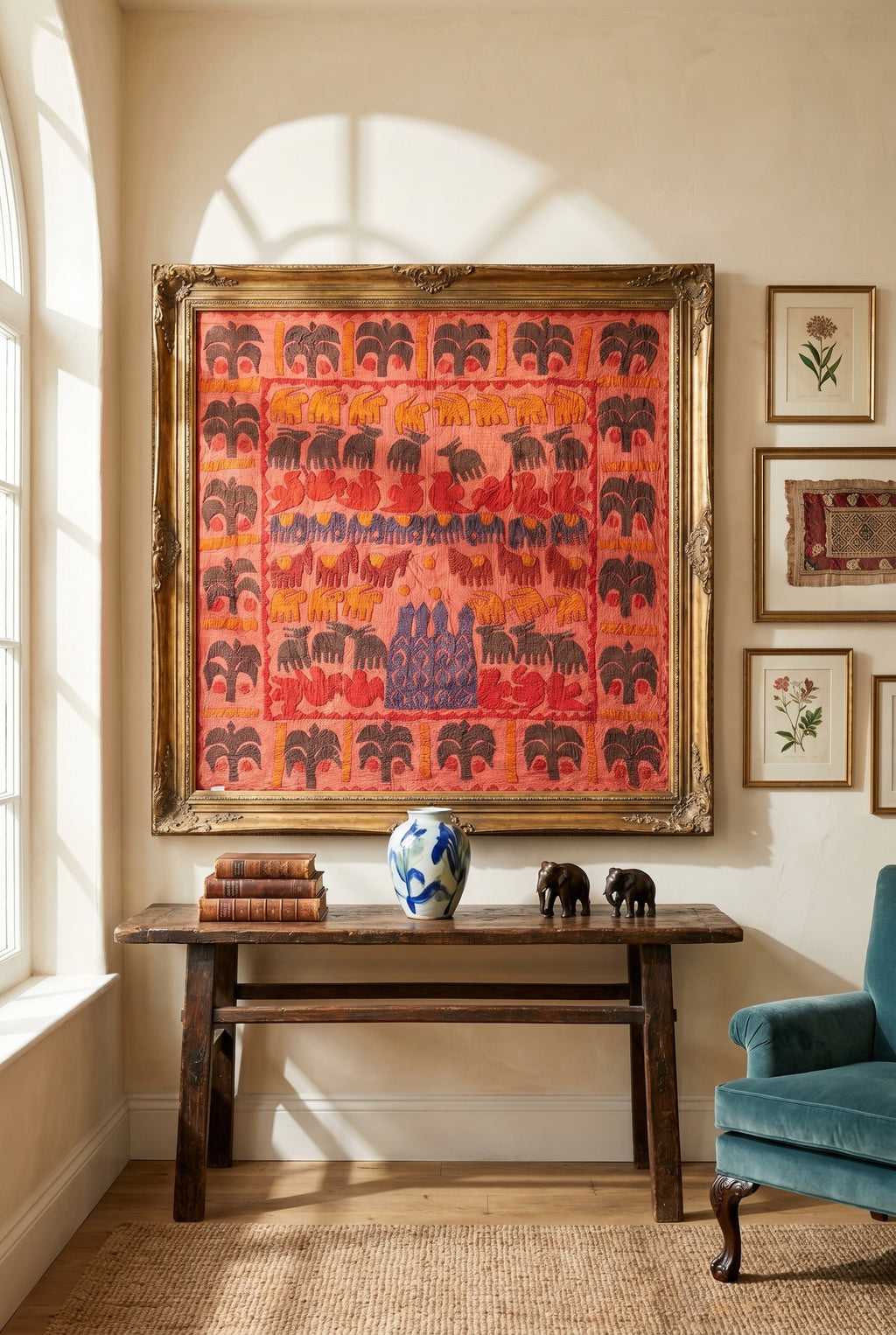 Indigo Dusk Appliqué Pure Cotton Wall Hanging