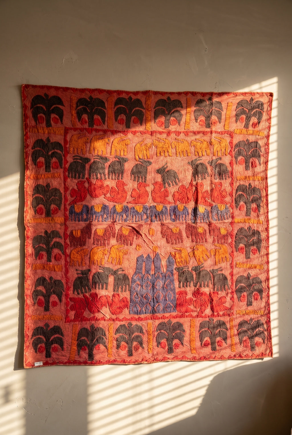 Indigo Dusk Appliqué Pure Cotton Wall Hanging