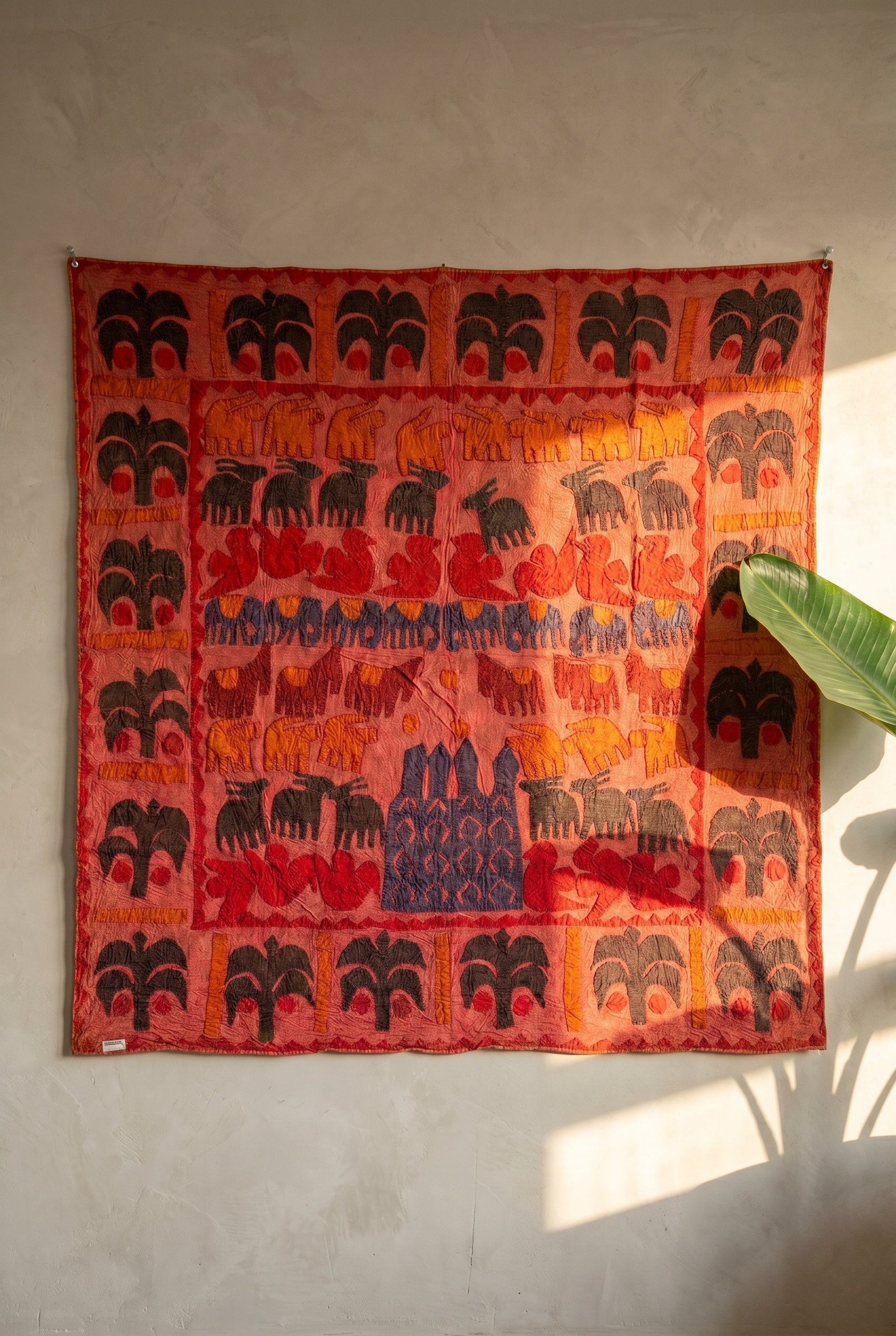 Indigo Dusk Appliqué Pure Cotton Wall Hanging