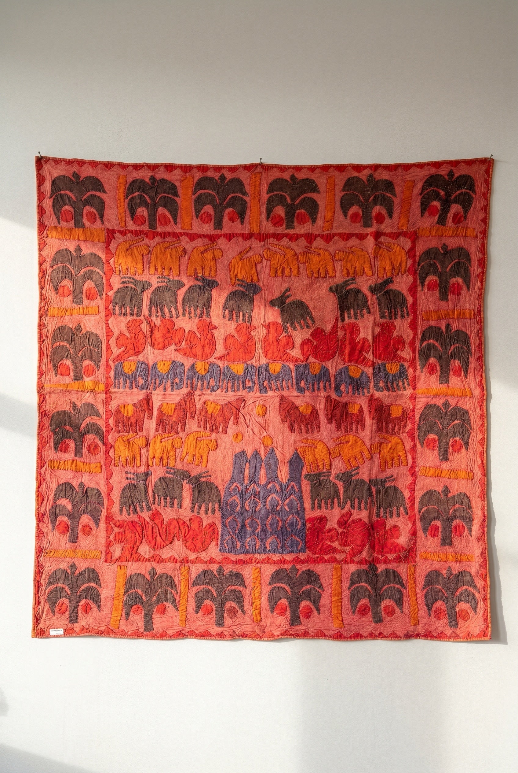 Indigo Dusk Appliqué Pure Cotton Wall Hanging