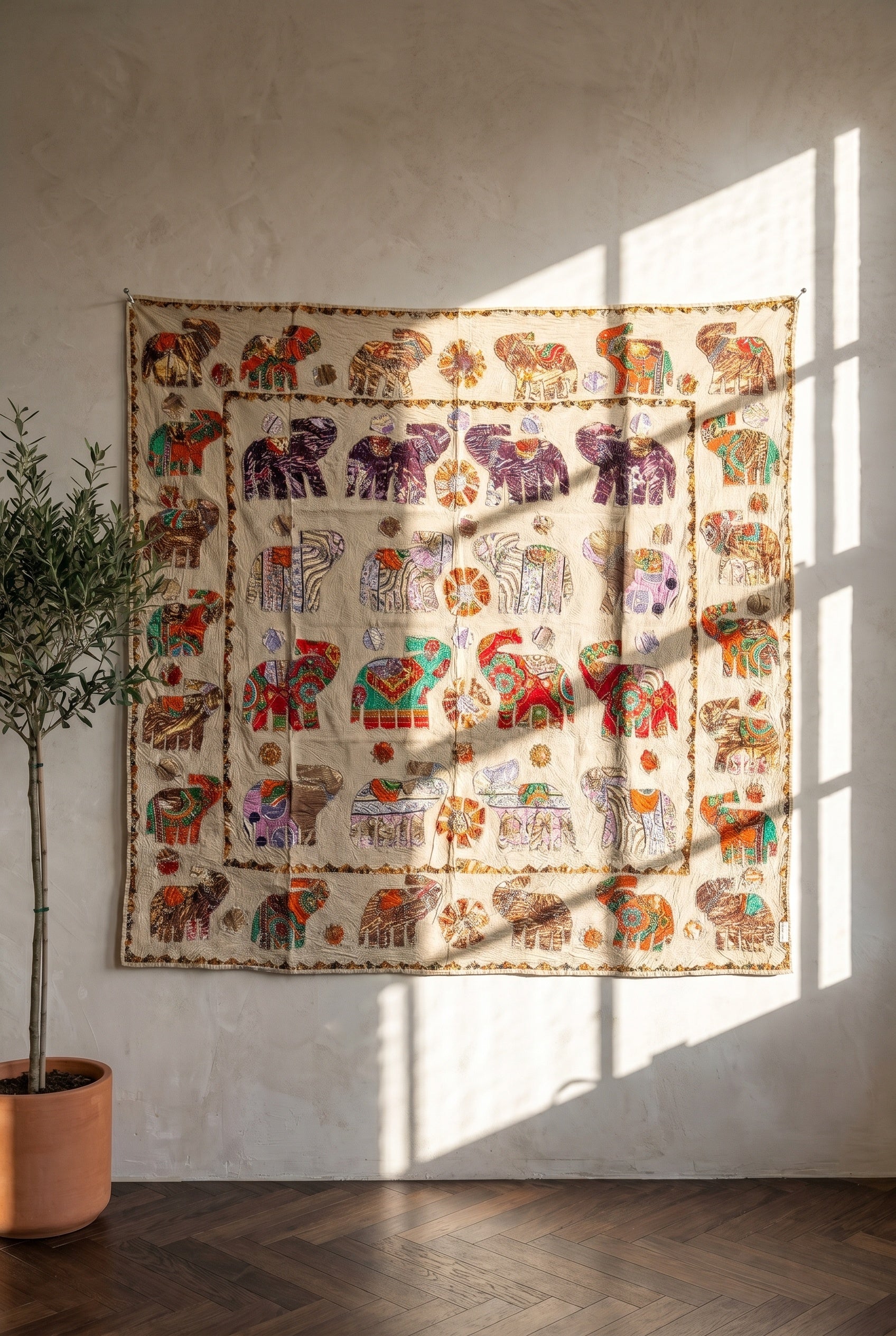 Sylvan Fern Appliqué Pure Cotton Wall Hanging