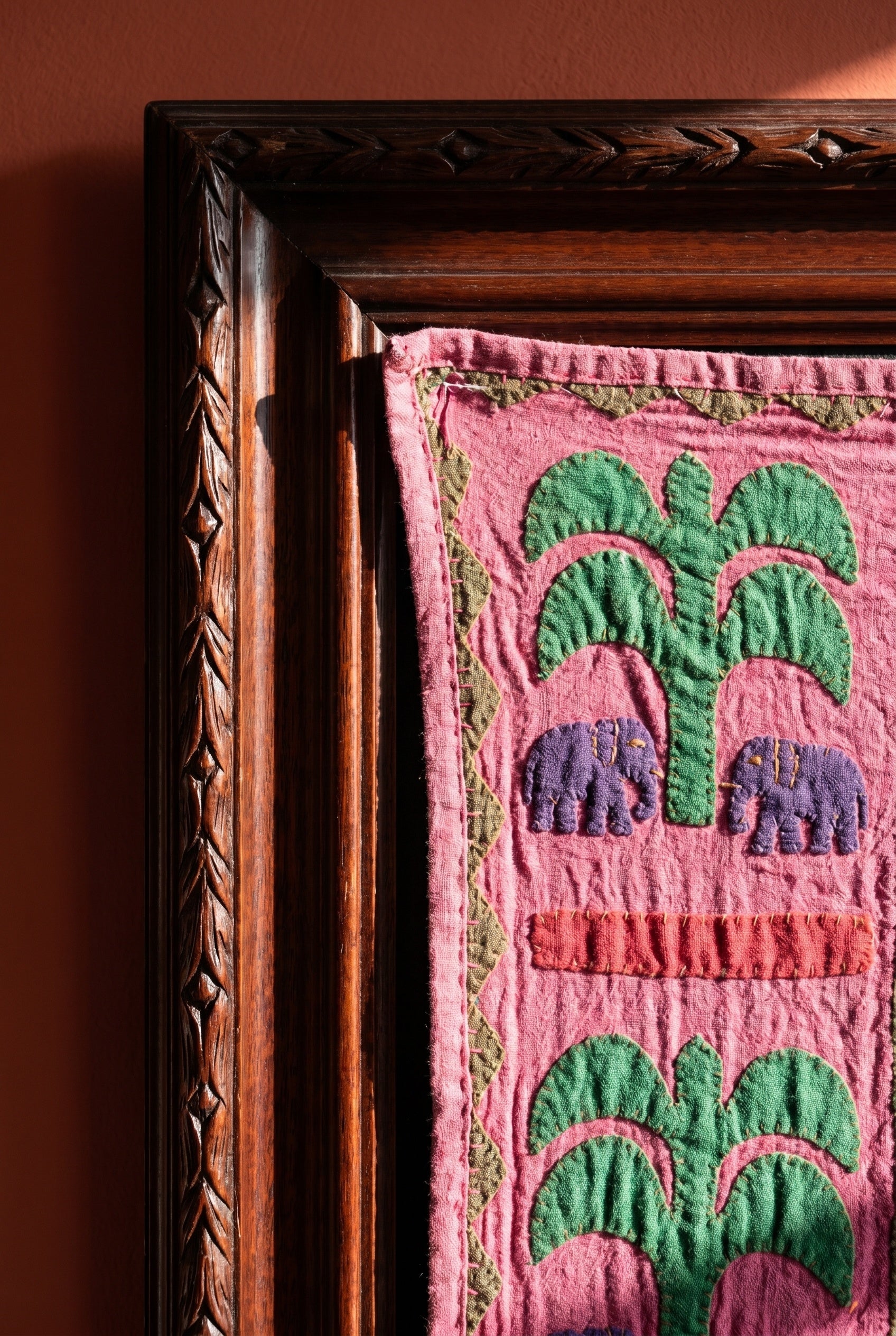 Whispering Lotus Appliqué Pure Cotton Wall Hanging