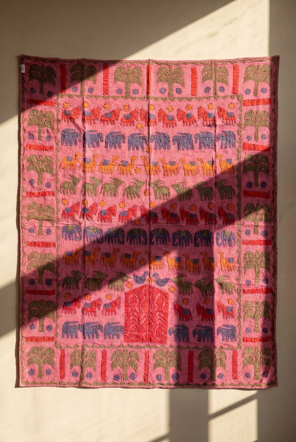 Whispering Lotus Appliqué Pure Cotton Wall Hanging