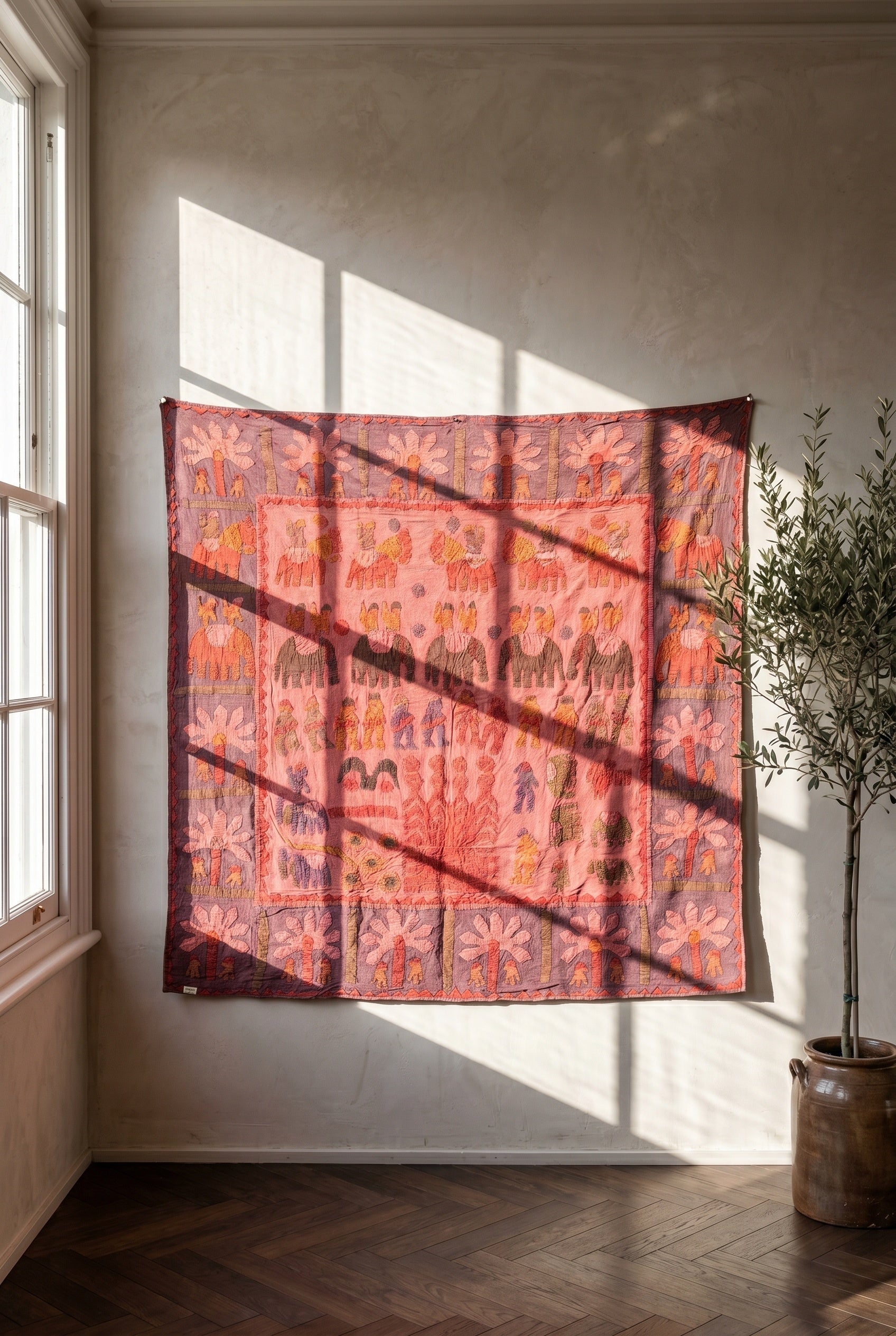 Verdant Fern Appliqué Pure Cotton Wall Hanging