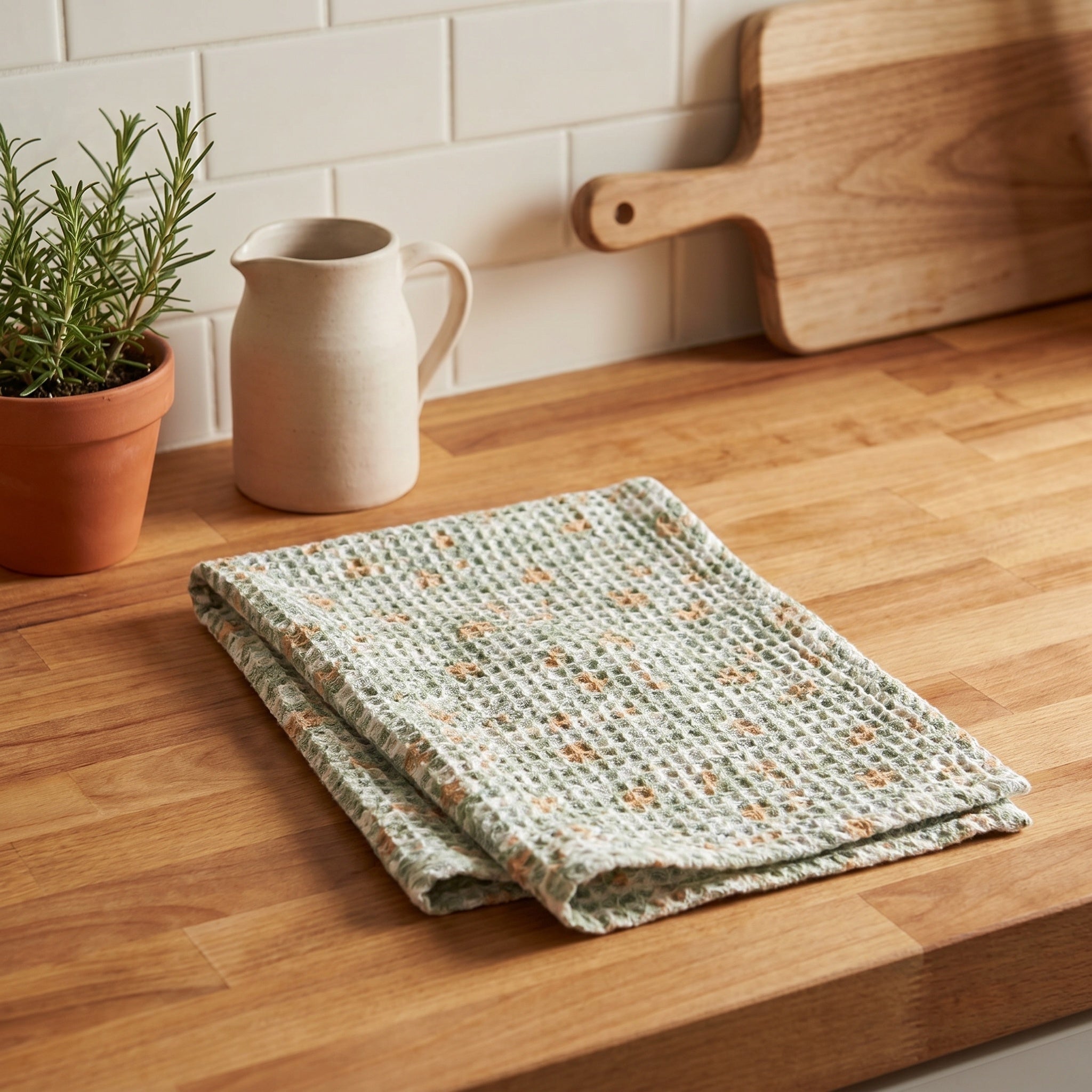 Fern Hearth Handmade Waffled Cotton Kitchen Towel
