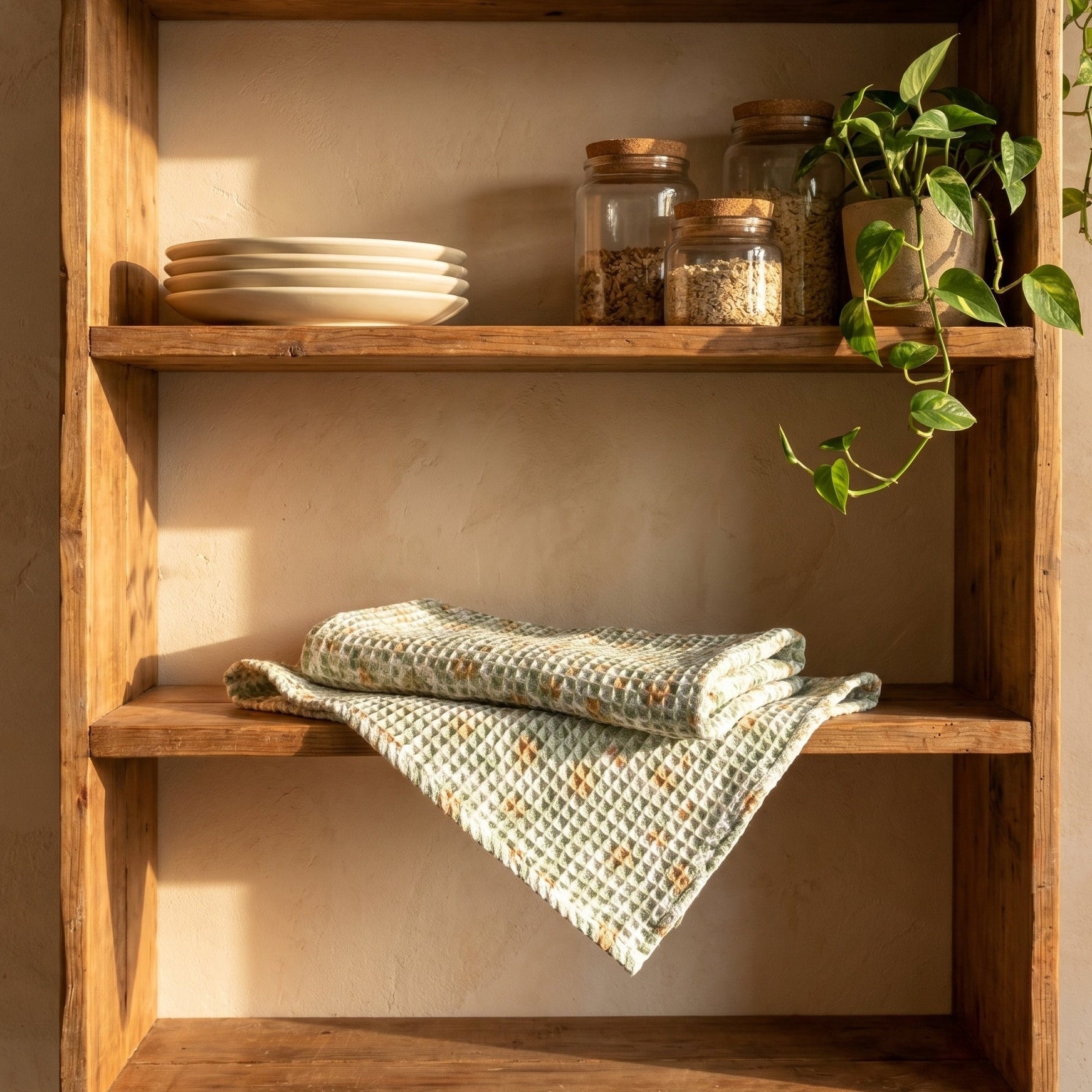 Fern Hearth Handmade Waffled Cotton Kitchen Towel