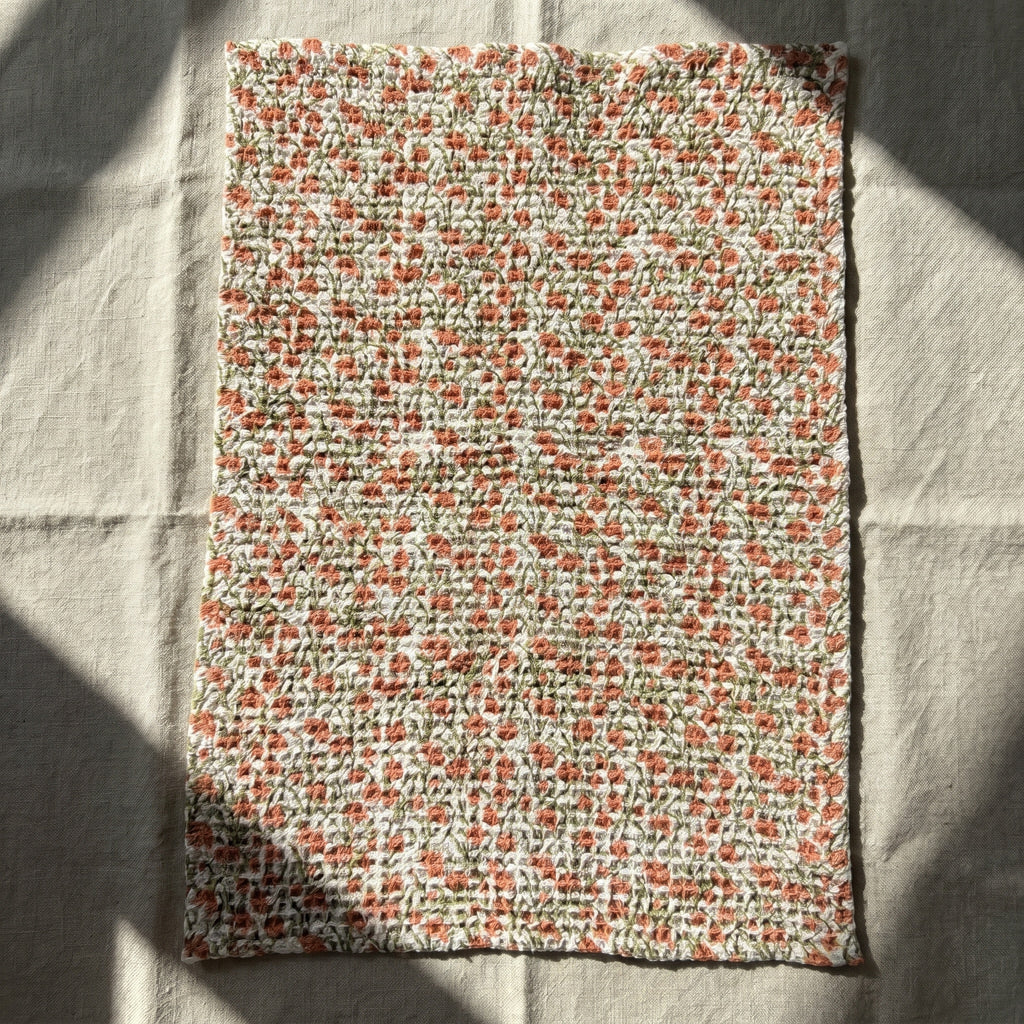 Dew Mist Handmade Waffled Cotton Kitchen Towel