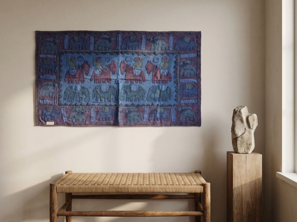 Deep Indigo Appliqué Pure Cotton Wall Hanging