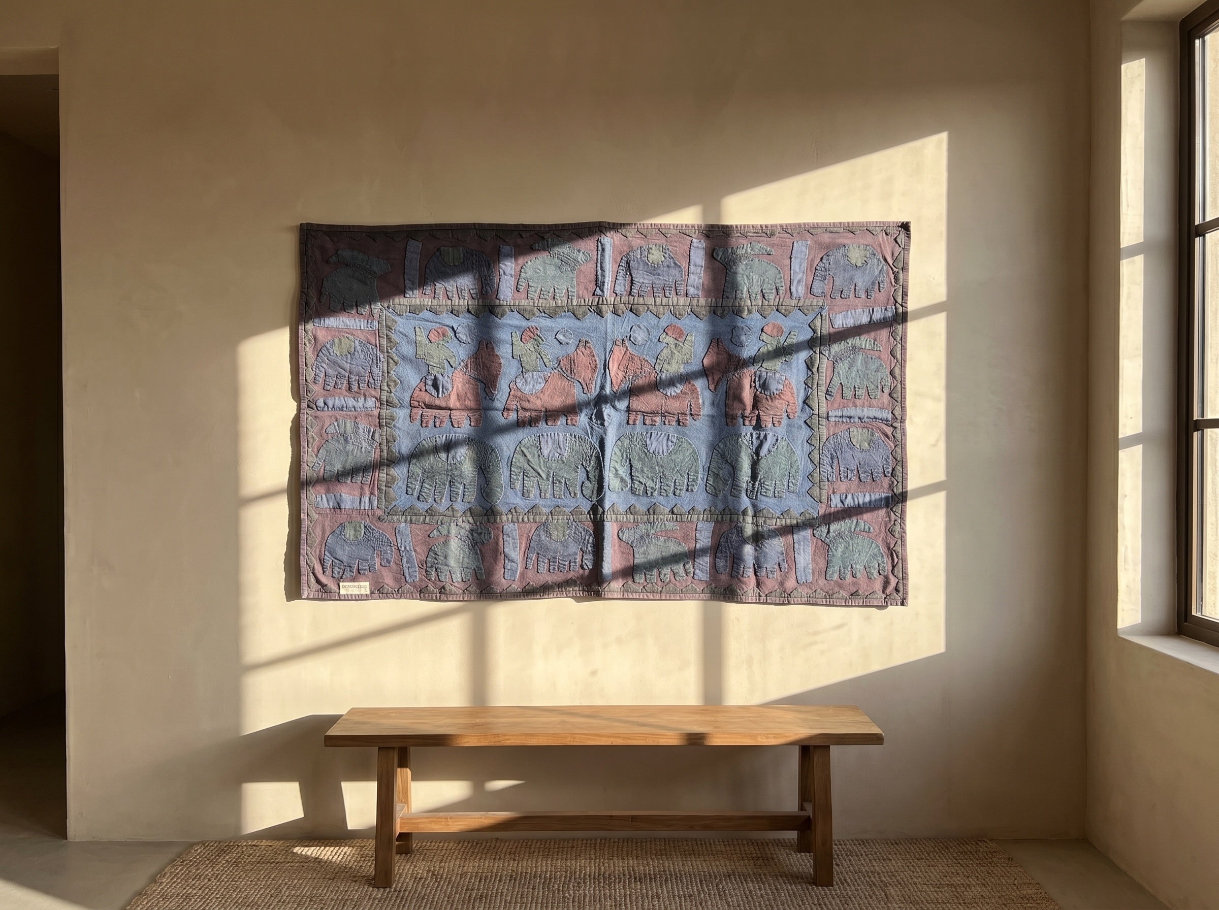 Deep Indigo Appliqué Pure Cotton Wall Hanging