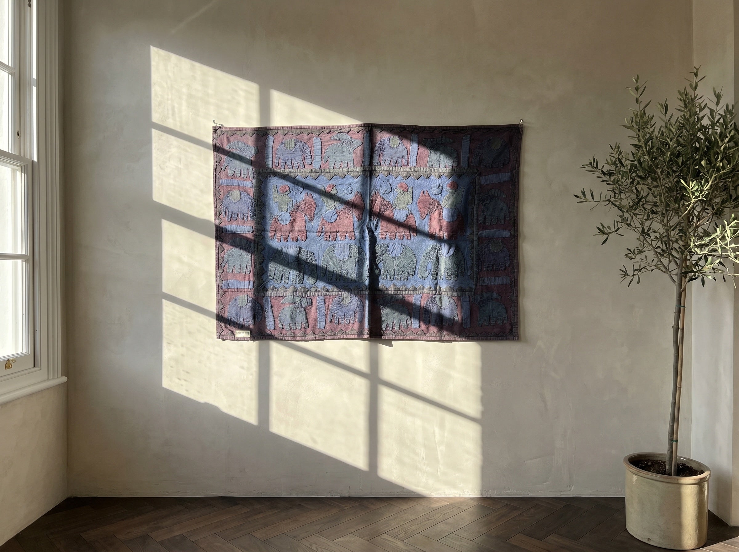 Deep Indigo Appliqué Pure Cotton Wall Hanging