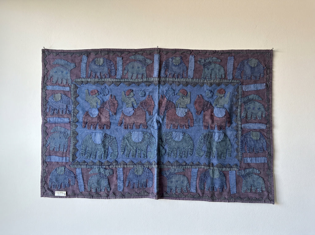 Deep Indigo Appliqué Pure Cotton Wall Hanging