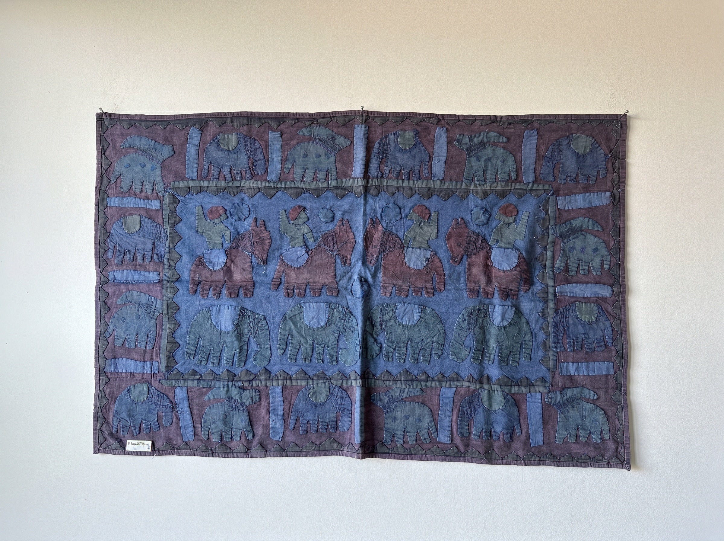 Deep Indigo Appliqué Pure Cotton Wall Hanging