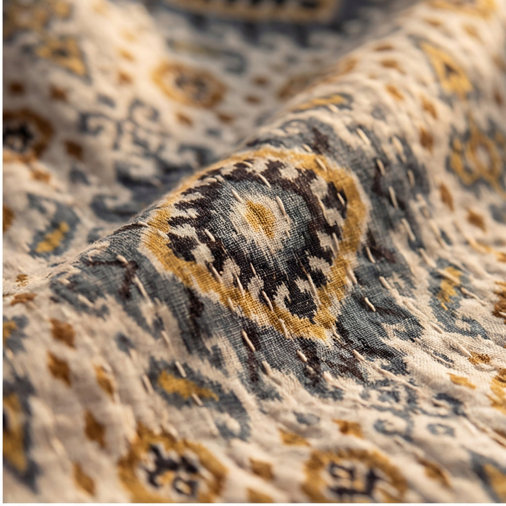 Mint Aviary Kantha queen Size Bed-spread (Reversible)