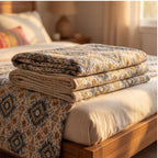 Mint Aviary Kantha queen Size Bed-spread (Reversible)