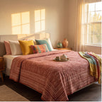 Terracotta Tale Kantha Queen Size Bed-spread (Reversible)