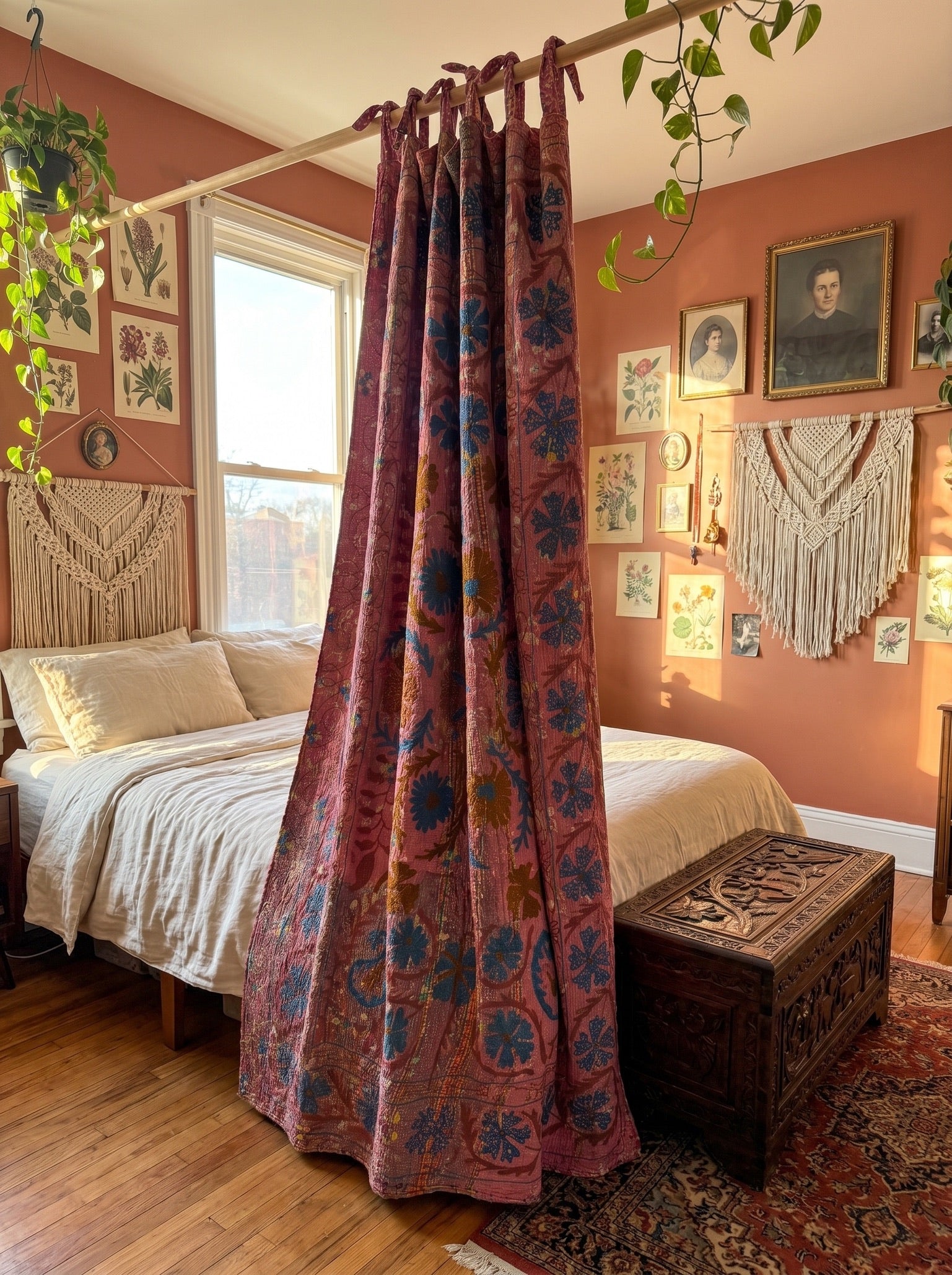 Sugar Maple Luxury Vintage Suzani- Adjustable Curtain