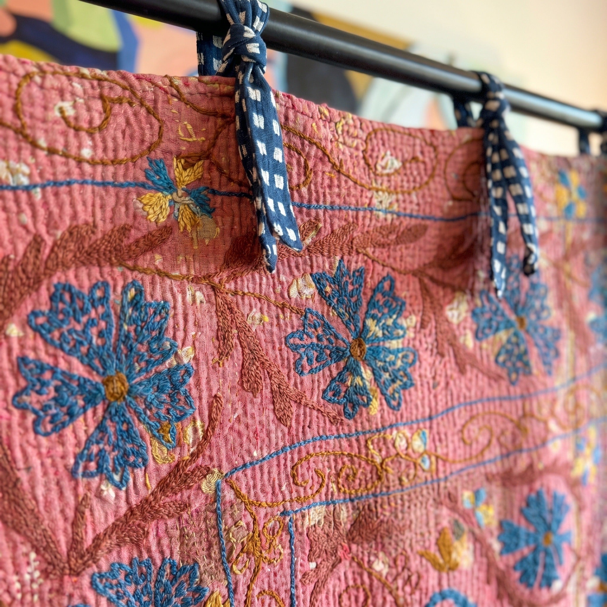 Sugar Maple Luxury Vintage Suzani- Adjustable Curtain