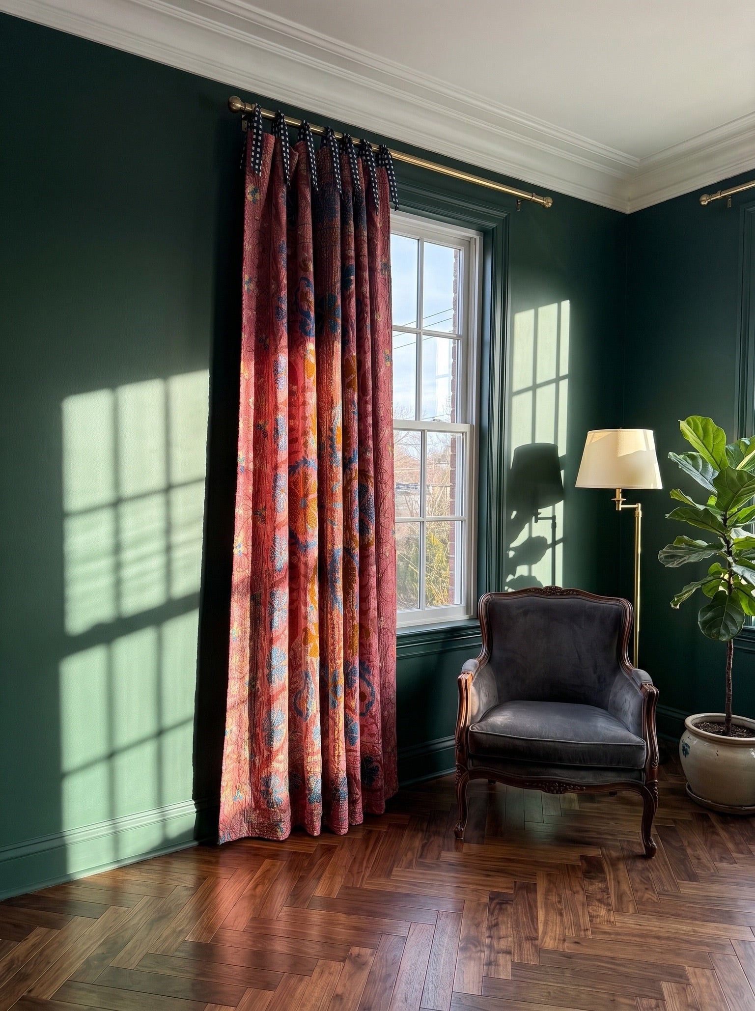 Sugar Maple Luxury Vintage Suzani- Adjustable Curtain