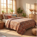 Amber Orchard Kantha Queen Size Bed-spread