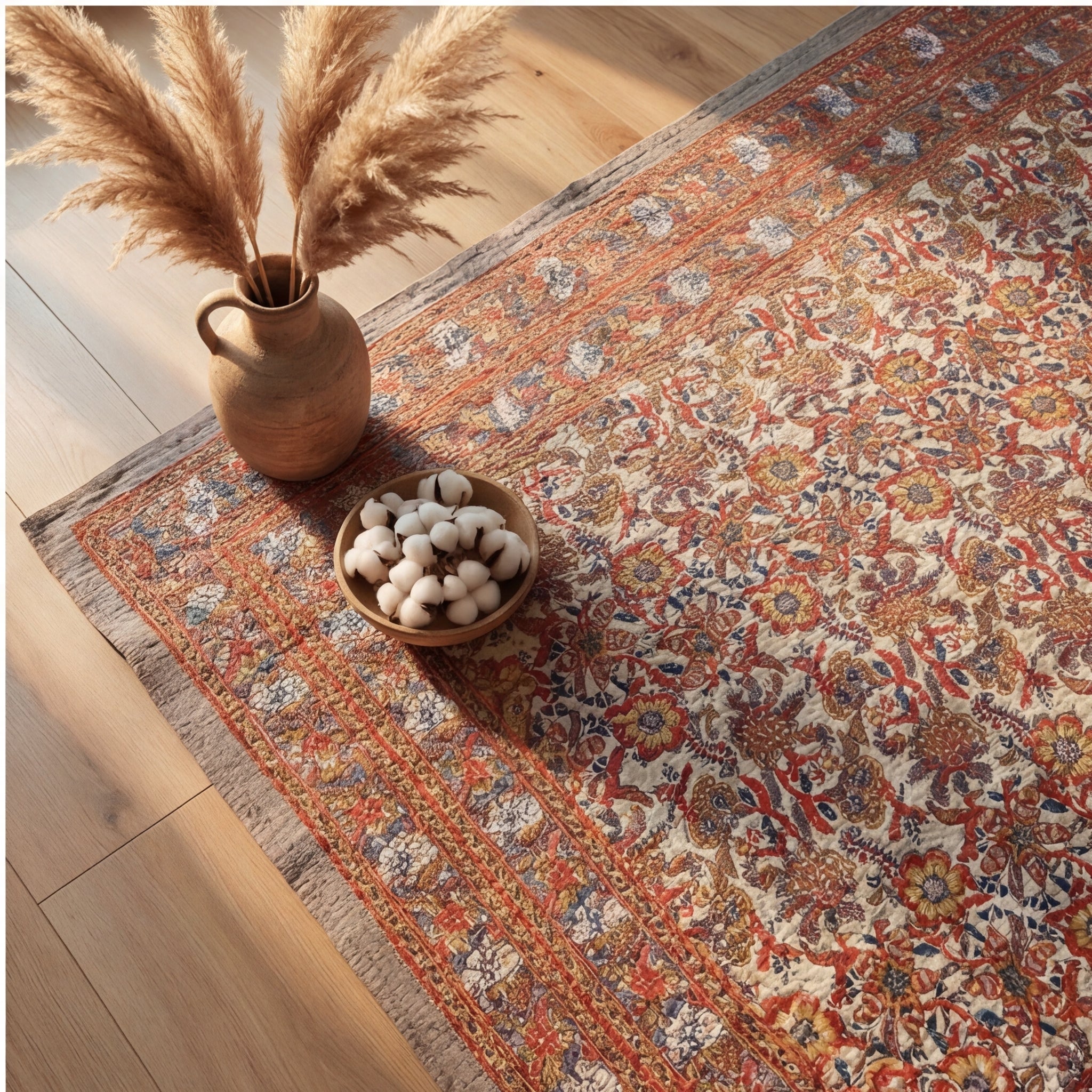 Amber Orchard Kantha Queen Size Bed-spread