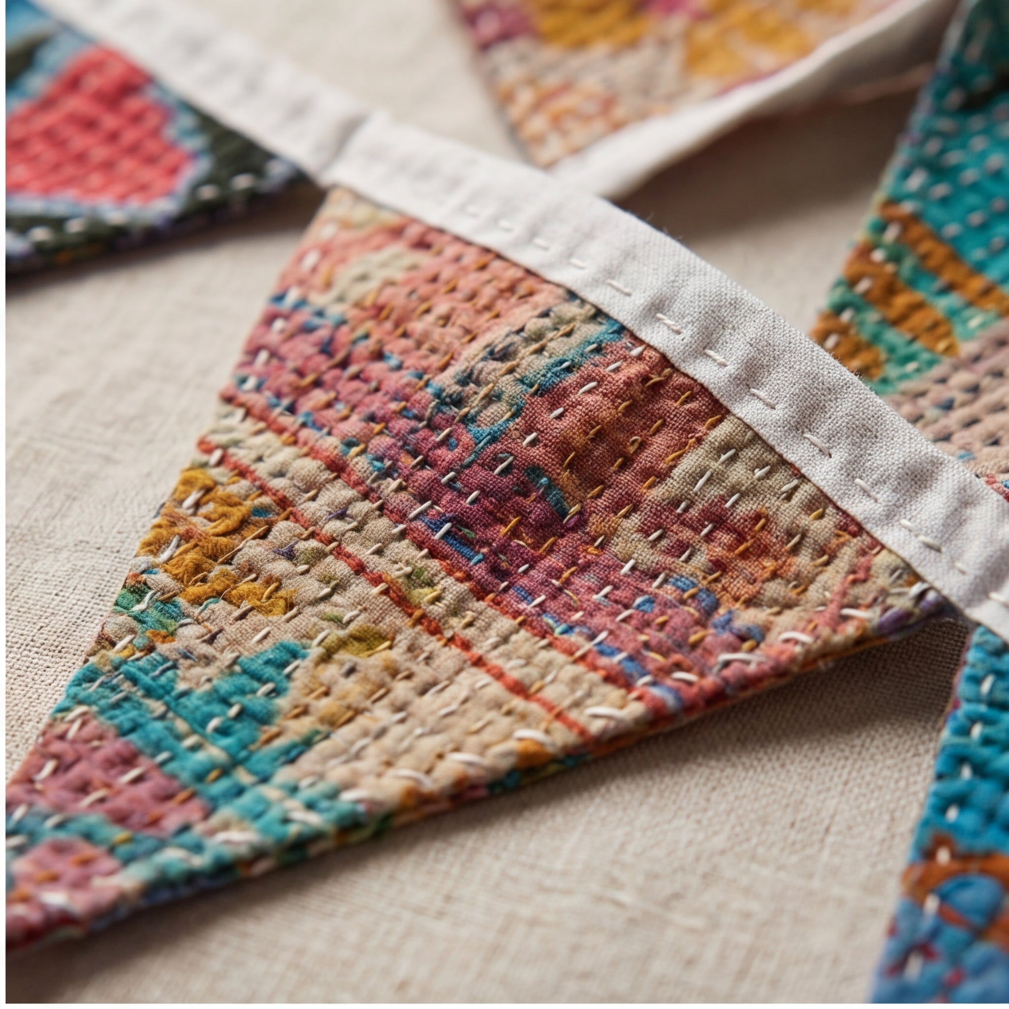 Indigo Bloom Hand Embroidered Suzani Bunting