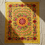 Bending Birches Hand-Embroidered Cotton Suzani Throw