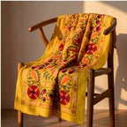 Bending Birches Hand-Embroidered Cotton Suzani Throw