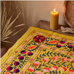 Bending Birches Hand-Embroidered Cotton Suzani Throw