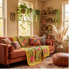 Swaying Sumac Hand-Embroidered Cotton Suzani Throw