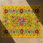 Suspended Solitude Hand-Embroidered Cotton Suzani Throw